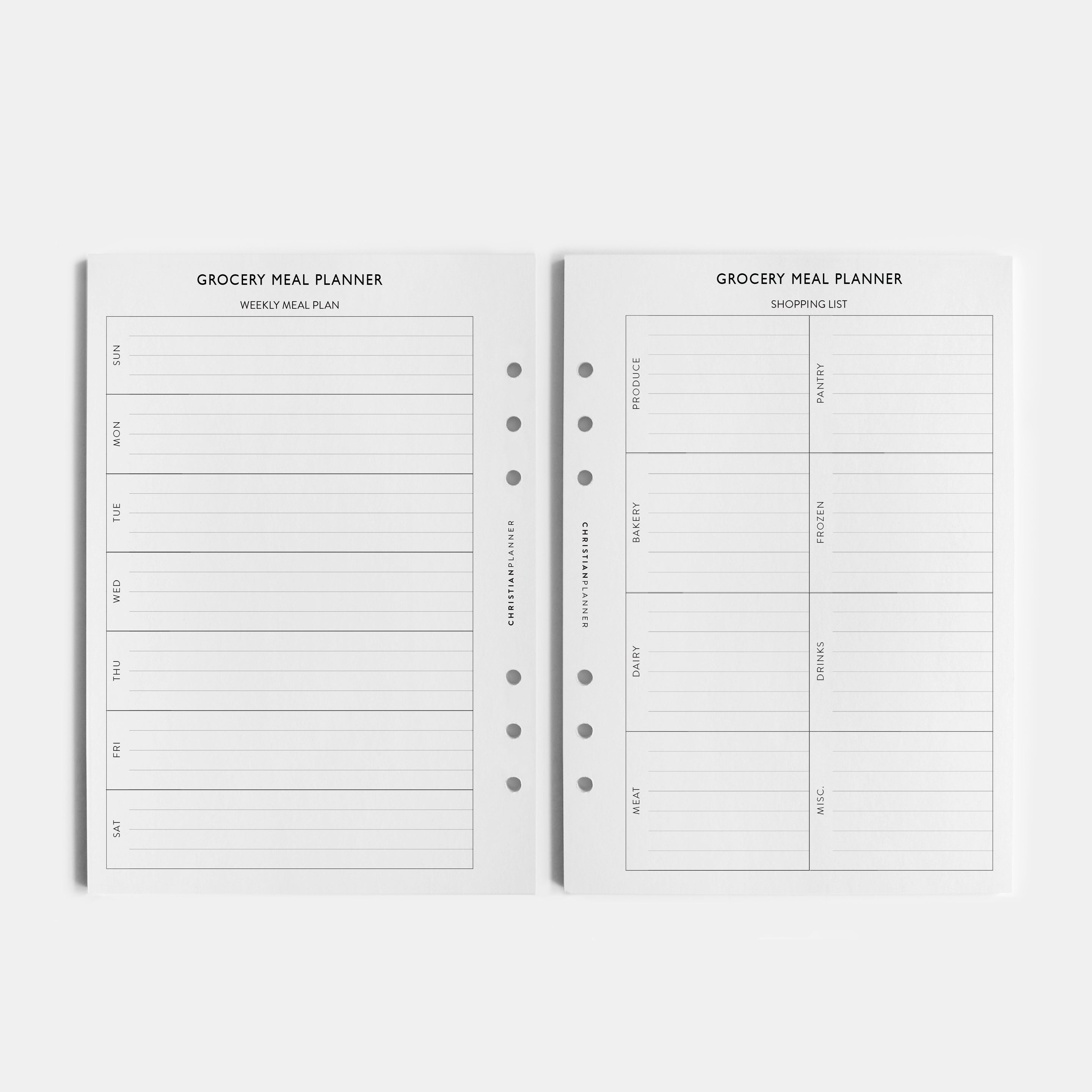 Meal Planning & Grocery - A5 Ring Bound Insert