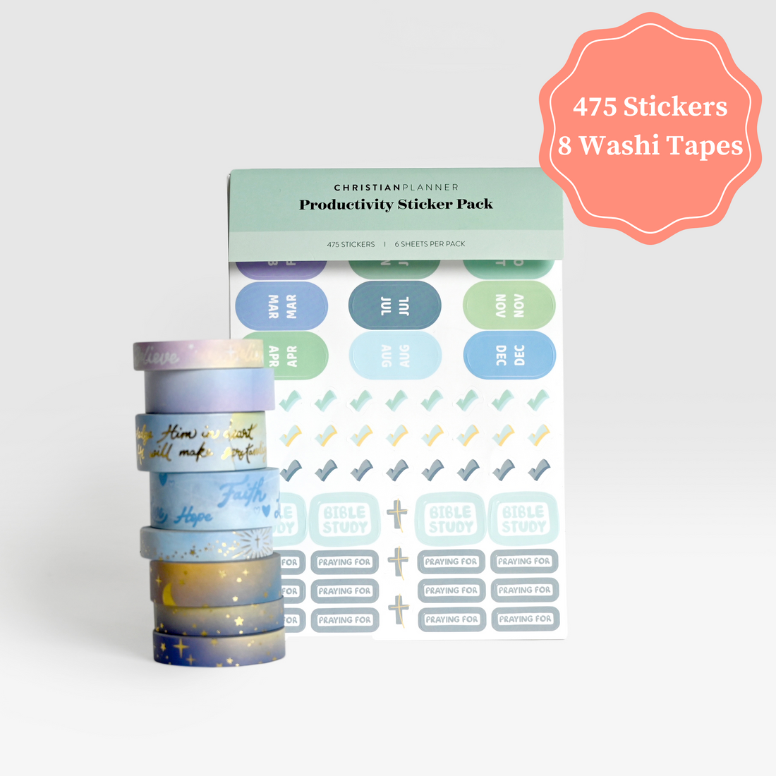 Essentials Bundle: 475 Stickers + 8 Washi Tapes