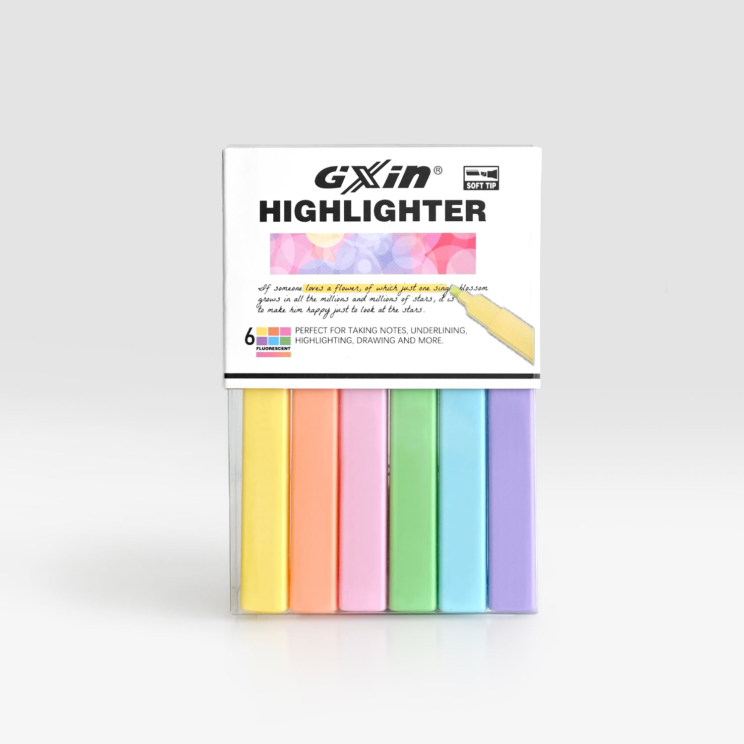 Highlighter Set Fluorescent Color (6 Pack)