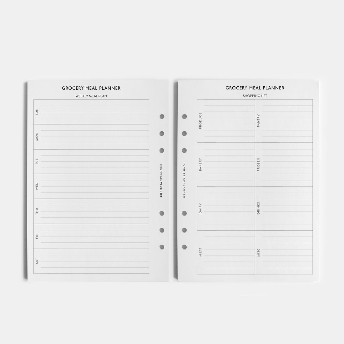 Meal Planning &amp; Grocery  -  A5 Ring Bound Insert